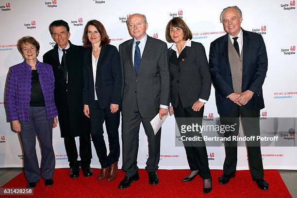 Formers Minister of Culture Catherine Tasca, Jack Lang, Aurelie Filippetti, Jacques Toubon, Christine Albanel and Frederic Mitterrand attend the...