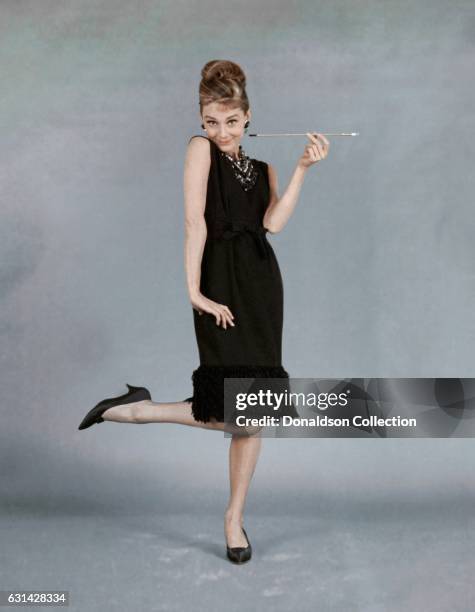 Actress Audrey Hepburn poses for a publicity still for the Paramount Pictures film 'Breakfast at Tiffany's' in 1961 in New York City, New York.