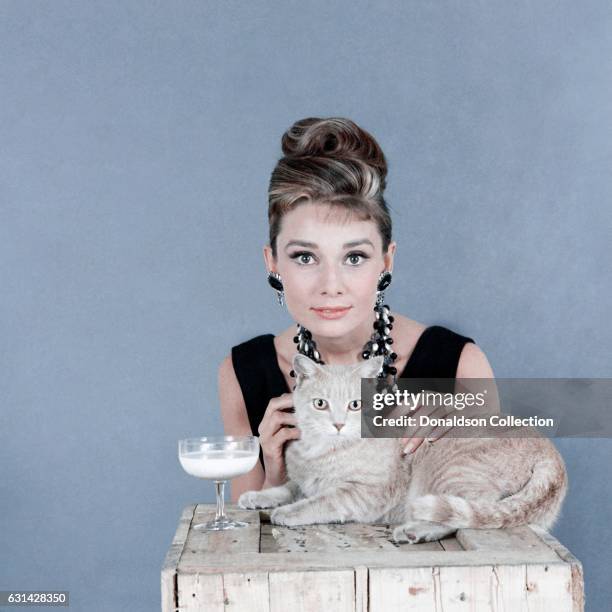 Actress Audrey Hepburn poses for a publicity still for the Paramount Pictures film 'Breakfast at Tiffany's' in 1961 in New York City, New York.