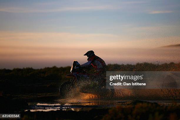 Michael Metge of France and Honda HRC rides a CRF450Rally Honda bike in the Elite ASO during stage eight of the 2017 Dakar Rally between Uyuni,...