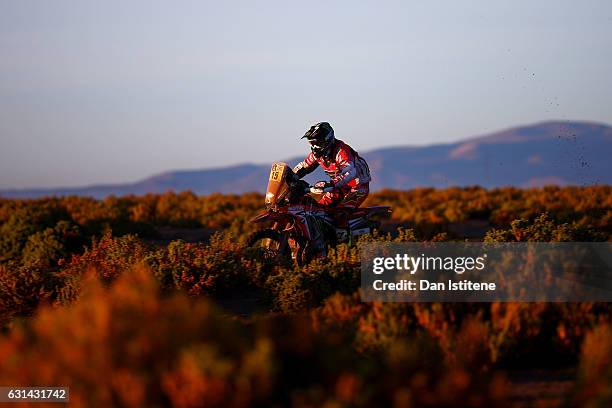 Michael Metge of France and Honda HRC rides a CRF450Rally Honda bike in the Elite ASO during stage eight of the 2017 Dakar Rally between Uyuni,...