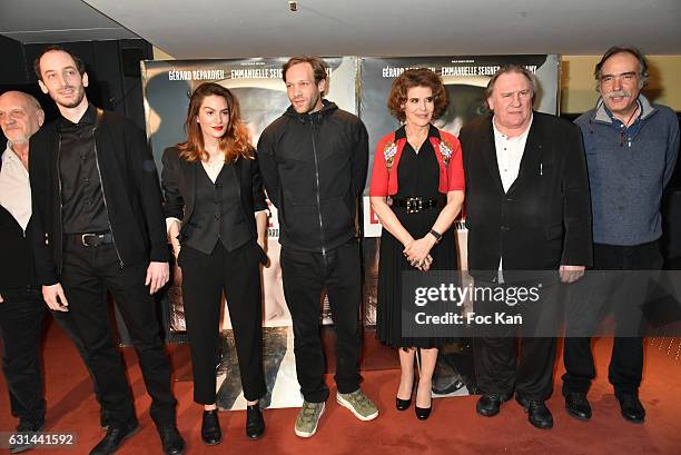 Actors Xavier Maly, Tudor Istodor, Luna Picoli Truffaut, Paul Hamy, actress/director/ Fanny Ardant, Gerard Depardieuand Francois Chattot attend 'Le...