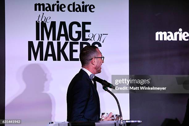 Honoree Chris McMillan accepts the ICON Award onstage during Marie Claire's Image Maker Awards 2017 at Catch LA on January 10, 2017 in West...