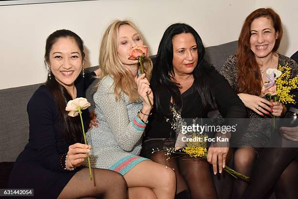 Actresses Mi Kwan Lock, Valerie Steffen, singer Maya Shane and actress Myriam Charleins attend 'L'Eau De Virginie' Perfume Launch Dinner Hosted by...