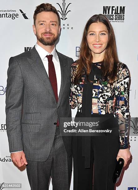 Singer Justin Timberlake and actress Jessica Biel attend the premiere of Electric Entertainment's "The Book Of Love" at The Grove on January 10, 2017...