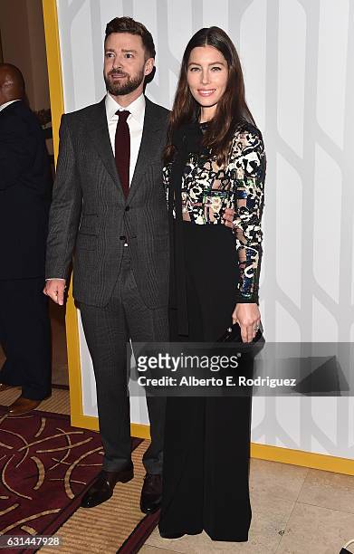 Singer Justin Timberlake and wife actress Jessica Biel attend the premiere of Electric Entertainment's "The Book Of Love" at The Grove on January 10,...