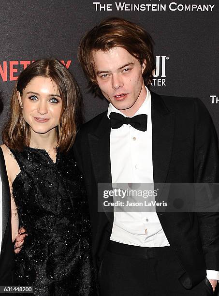 Natalia Dyer and Charlie Heaton attend the 2017 Weinstein Company and Netflix Golden Globes after party on January 8, 2017 in Los Angeles, California.