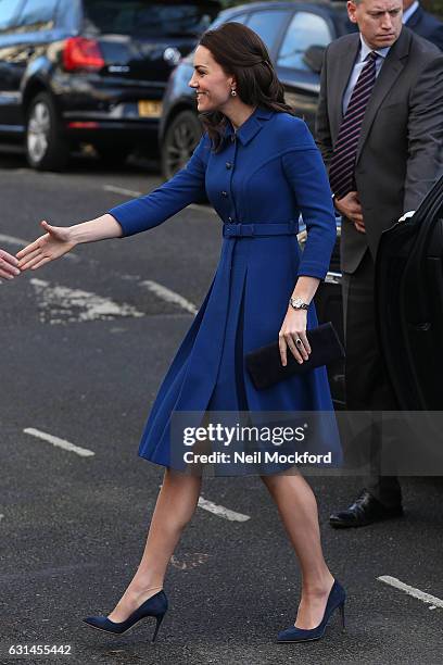 Catherine, Duchess of Cambridge seen arriving at the Anna Freud Centre on January 11, 2017 in London, England.