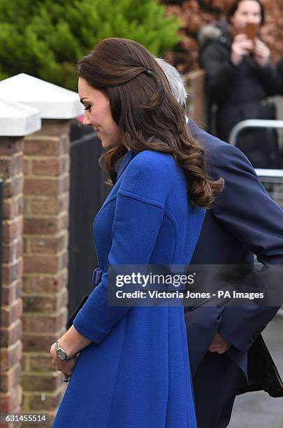 The Duchess of Cambridge arrives for a visit to an Early Years Parenting Unit in north London run by the Anna Freud National Centre for Children and...