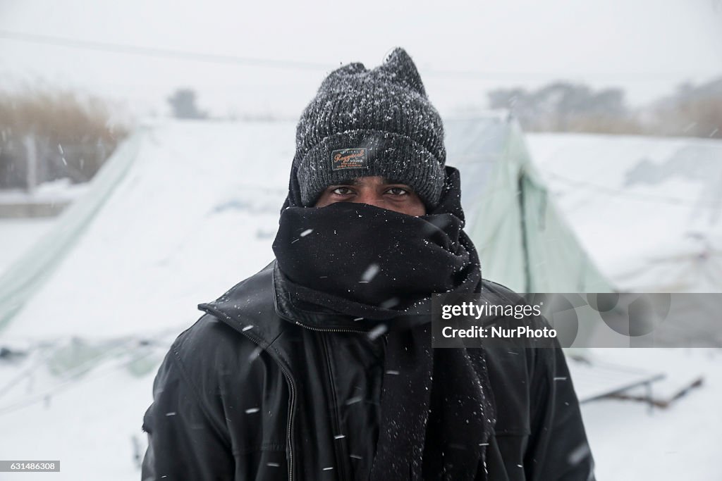 Refugee camp under heavy snowfall in Greece - Softex camp Greece