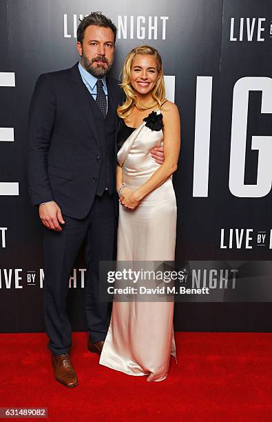 Ben Affleck and Sienna Miller attend the European Premiere of "Live By Night" at BFI Southbank on January 11, 2017 in London, United Kingdom.