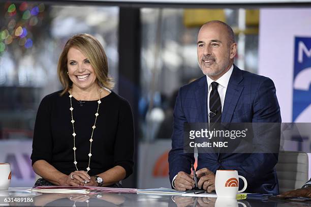 Matt Lauer's 20th Anniversary Celebration -- Pictured: Katie Couric and anchor Matt Lauer on Friday, January 6, 2017 --