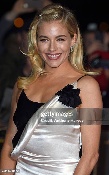 Sienna Miller attends the premiere of "Live By Night" on January 11, 2017 in London, United Kingdom.