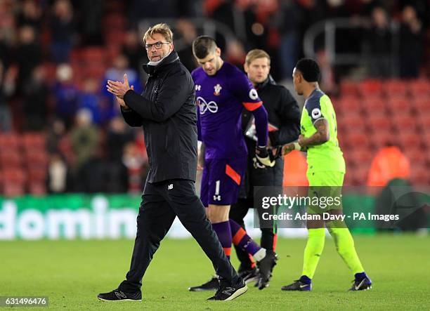 Liverpool manager Jurgen Klopp after the EFL Cup Semi Final, First Leg match at St Mary's Stadium, Southampton.