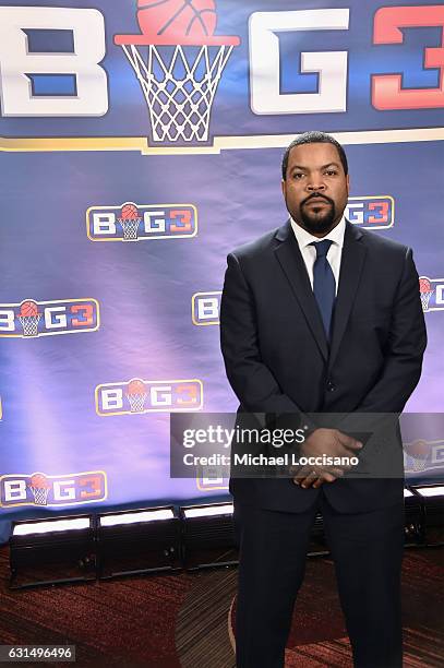 Ice Cube attends a press conference announcing the launch of the BIG3, a new, professional 3-on-3 basketball league, on January 11, 2017 in New York...