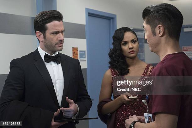 Graveyard Shift" Episode 211 -- Pictured: Colin Donnell as Connor Rhodes, Mekia Cox as Robyn Charles, Brian Tee as Ethan Choi --