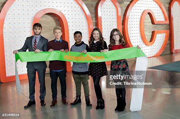 Jack Griffo, Thomas Kuc, Benjamin Flores Jr., Cree Cicchino and Madisyn Shipman attend the ribbon cutting ceremony, to celebrate the grand opening of...