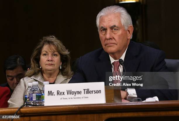 Renda Tillerson listens during the confirmation hearing for her husband and former ExxonMobil CEO Rex Tillerson , U.S. President-elect Donald Trump's...