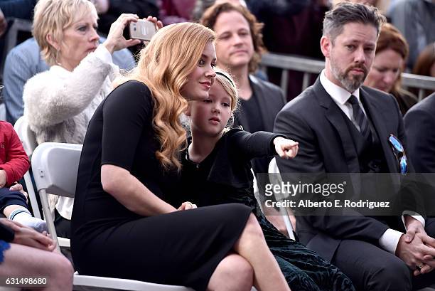 Actress Amy Adams, Aviana Olea Le Gallo and Darren Le Gallo attend Amy Adams' star ceremony on the Hollywood Walk of Fame on January 11, 2017 in...