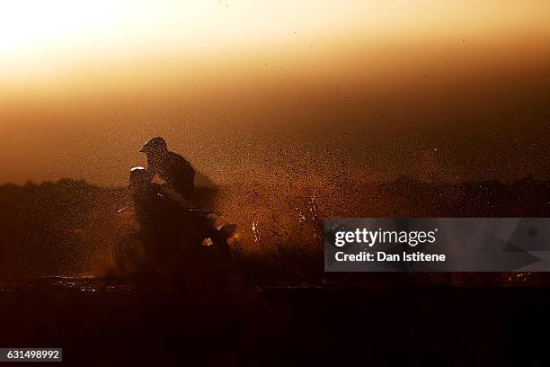 Michael Metge of France and Honda HRC rides a CRF450Rally Honda bike in the Elite ASO during stage eight of the 2017 Dakar Rally between Uyuni,...