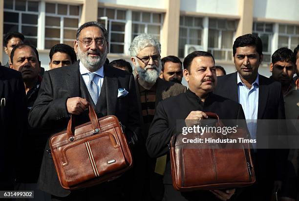 Jammu and Kashmir Finance Minister Haseeb Drabu going to present Budget 2017-2018 in Legislative Assembly during the Budget Session, on January 11,...