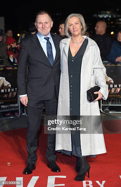 Robert Glenister and Celia de Wolff attend the European Film Premiere of "Live By Night" at The BFI Southbank on January 11, 2017 in London, United...