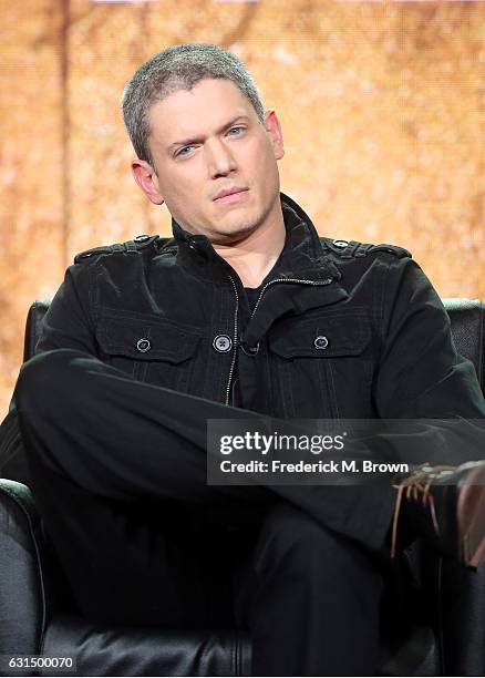 Actor Wentworth Miller of the television show 'Prisonbreak' speaks onstage during the FOX portion of the 2017 Winter Television Critics Association...