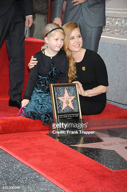 Actress Amy Adams and daughter Aviana Olea Le Gallo attend star ceremony on the Hollywood Walk of Fame on January 11, 2017 in Hollywood, California.