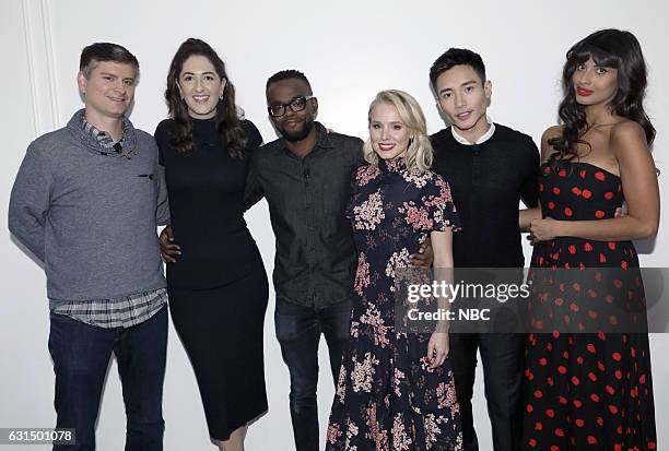 Universal Television TCA Studio Day" -- Pictured: Michael Schur, Executive Producer; D'Arcy Carden, William Jackson Harper, Kristen Bell, Manny...