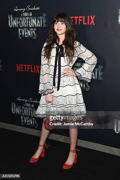 Actress Malina Weissman attends the "Lemony Snicket's A Series Of Unfortunate Events" Screening at AMC Lincoln Square Theater on January 11, 2017 in...