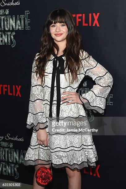 Actress Malina Weissman attends the "Lemony Snicket's A Series Of Unfortunate Events" Screening at AMC Lincoln Square Theater on January 11, 2017 in...