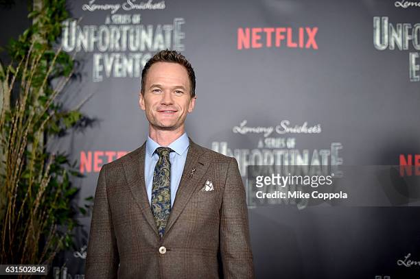 Actor Neil Patrick Harris attends the "Lemony Snicket's A Series Of Unfortunate Events" Screening at AMC Lincoln Square Theater on January 11, 2017...