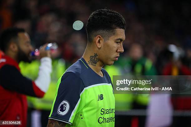 Roberto Firmino of Liverpool during the EFL Cup semi-final first leg match between Southampton and Liverpool at St Mary's Stadium on January 11, 2017...