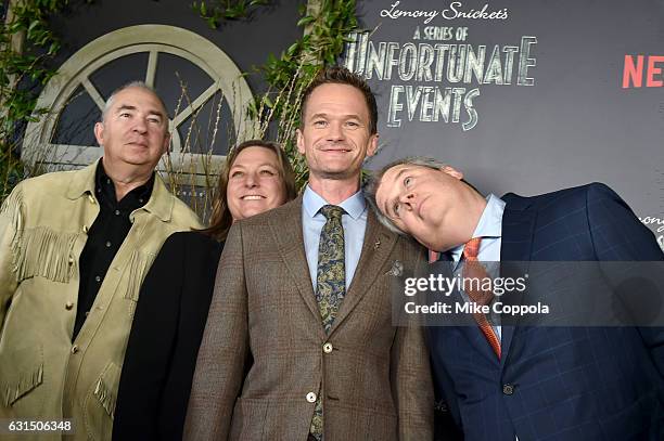 Barry Sonnenfeld, Cindy Holland, Ted Sarandos and Daniel Handler attend the "Lemony Snicket's A Series Of Unfortunate Events" Screening at AMC...