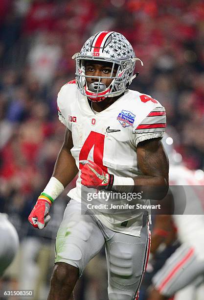 Curtis Samuel of the Ohio State Buckeyes runs during the 2016 PlayStation Fiesta Bowl against the Clemson Tigers at University of Phoenix Stadium on...