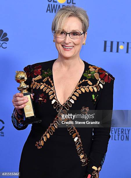 Meryl Streep poses at the 74th Annual Golden Globe Awards at The Beverly Hilton Hotel on January 8, 2017 in Beverly Hills, California.
