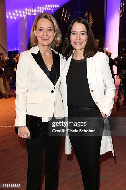 Anne Will and her wife Miriam Meckel during the opening concert of the Elbphilharmonie concert hall on January 11, 2017 in Hamburg, Germany.