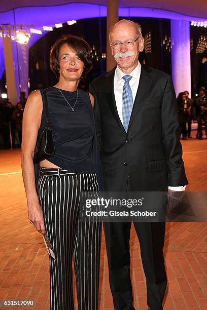 Dieter Zetsche, CEO Daimler AG and his wife Anne Zetsche during the opening concert of the Elbphilharmonie concert hall on January 11, 2017 in...