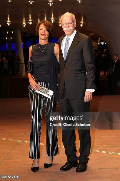 Dieter Zetsche, CEO Daimler AG and his wife Anne Zetsche during the opening concert of the Elbphilharmonie concert hall on January 11, 2017 in...
