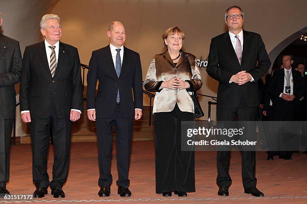 Joachim Gauck, Olaf Scholz, Major of Hamburg, Chancellor Angela Merkel, President of the German Supreme Court, Dr. Andreas Vosskuhle during the...