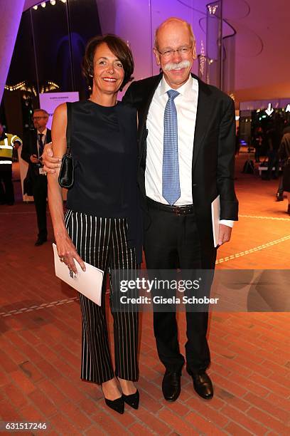 Dieter Zetsche, CEO Daimler AG and his wife Anne Zetsche during the opening concert of the Elbphilharmonie concert hall on January 11, 2017 in...