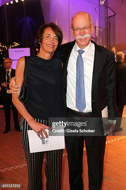 Dieter Zetsche, CEO Daimler AG and his wife Anne Zetsche during the opening concert of the Elbphilharmonie concert hall on January 11, 2017 in...