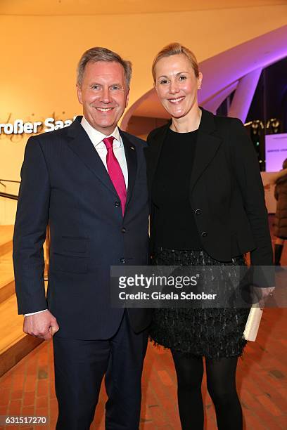 Christian Wulff and his wife Bettina Wulff during the opening concert of the Elbphilharmonie concert hall on January 11, 2017 in Hamburg, Germany.