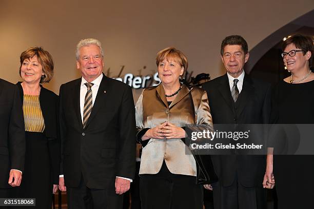 Daniela Schadt; Joachim Gauck, Angela Merkel and her husband Prof. Joachim Sauer, Eva Vosskuhle during the opening concert of the Elbphilharmonie...