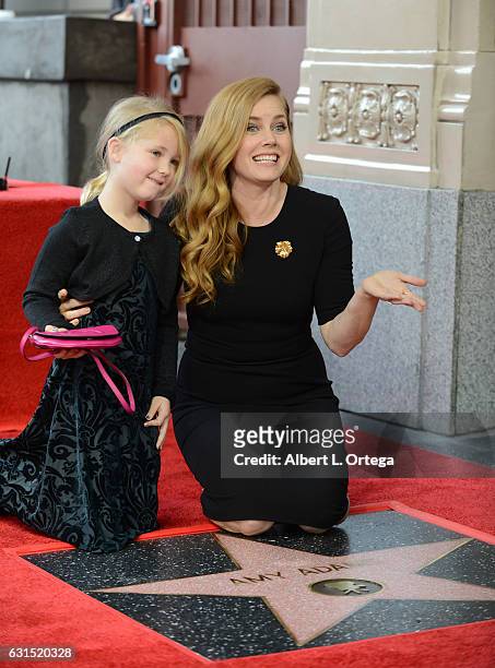 Actress Amy Adams with daughter Aviana Olea Le Gallo at her Star Ceremony held on The Hollywood Walk of Fame on January 11, 2017 in Hollywood,...