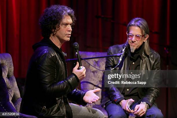 Musician Doyle Bramhall II speaks with Vice President of the GRAMMY Foundation Scott Goldman at An Evening With Doyle Bramhall II at The GRAMMY...