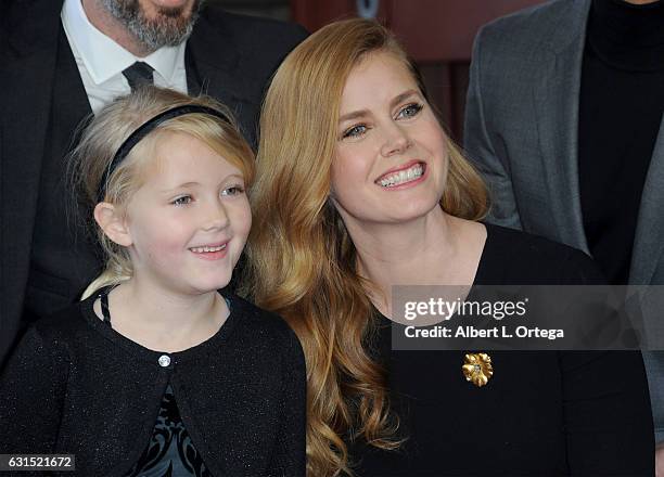 Actress Amy Adams with daughter Aviana Olea Le Gallo at her Star Ceremony held On The Hollywood Walk Of Fame on January 11, 2017 in Hollywood,...