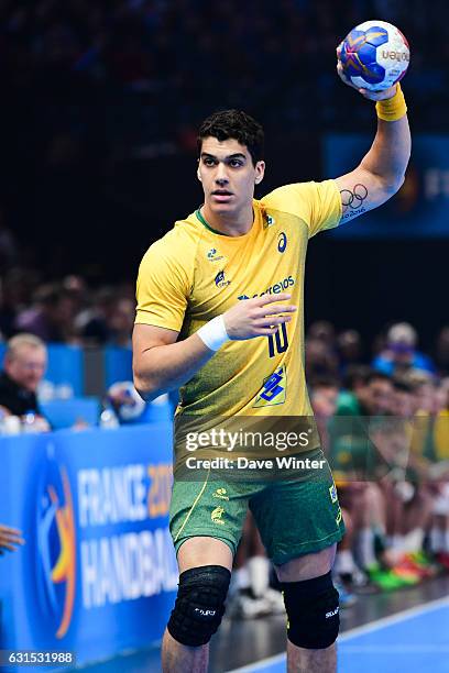 Jose Toledo of Brasil during the IHF Men's World Championship match between France and Brazil, Preliminary round, Group A at AccorHotels Arena on...