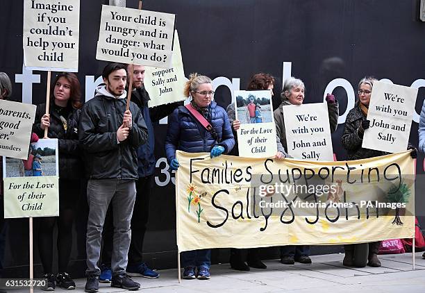 Supporters of John Letts and Sally Lane, outside the the Old Bailey in London, as the parents of Jack Letts, dubbed Jihadi Jack will go on trial...