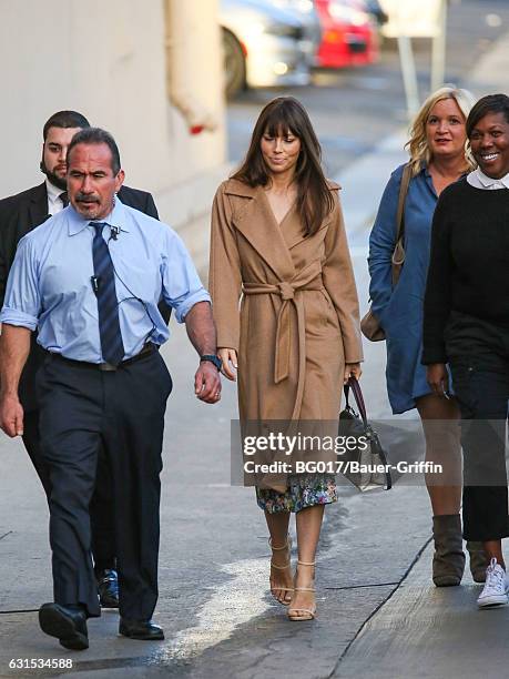 Jessica Biel is seen at 'Jimmy Kimmel Live' on January 11, 2017 in Los Angeles, California.